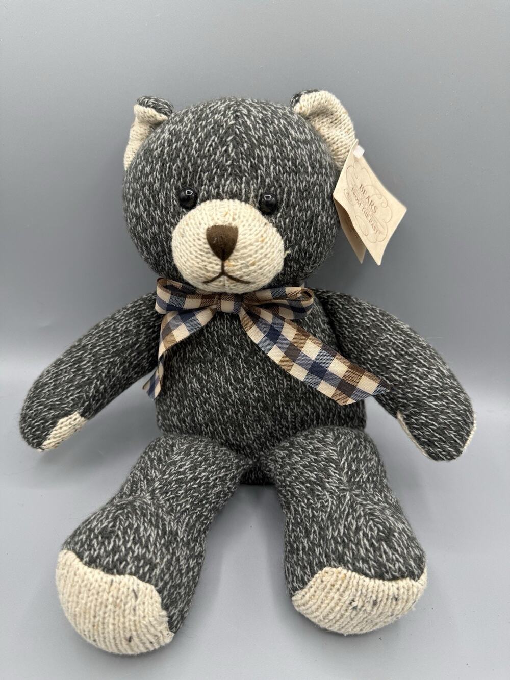 Russ Bears From The Past Gray Knit Plush Teddy Bear w/ Tag Stuffed Animal